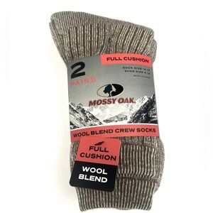 Mossy Oak 2 Pairs Wool Blend Full Cushion Crew Socks Mens US Shoe Size 6-12
